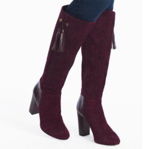 WHBM LEATHER TASSEL KNEE BOOT Size 8